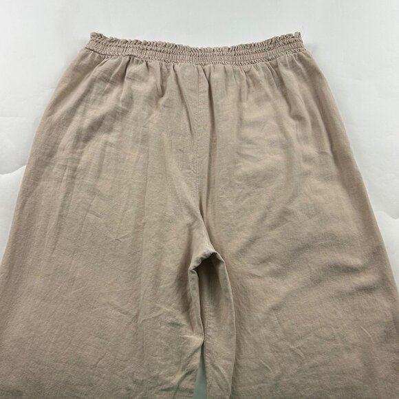 TALL New York & Co Soft Tan Linen Blend Wide Leg Lounge Pant LT - Picture 7 of 7